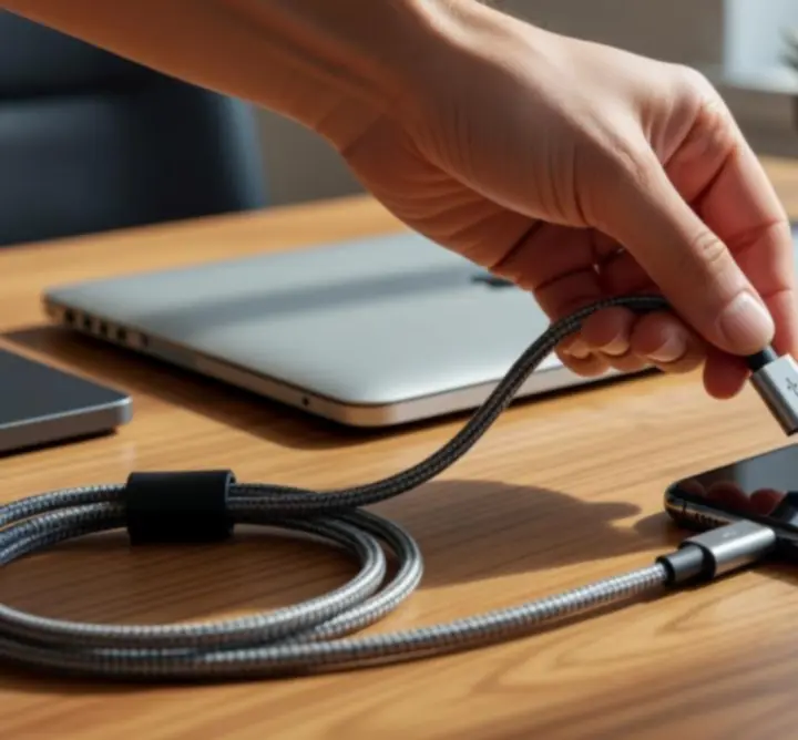 Telefon töltése kábellel, épségben lévő csatlakozóval