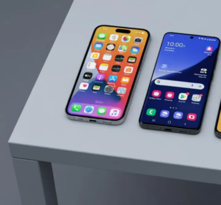 Különböző népszerű telefonmárkák készülékei egymás mellett